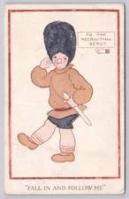 Postcard Art Fall In and Follow Me to The Recruiting Depot Soldier 65V