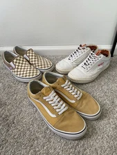 Lot of 3 Vans Sneakers Men’s Sz 10 Old School Yellow Checker Slip on NASA Apollo