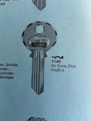 Schlüsselrohling Börkey 1140 für Evva, Elca Profil A