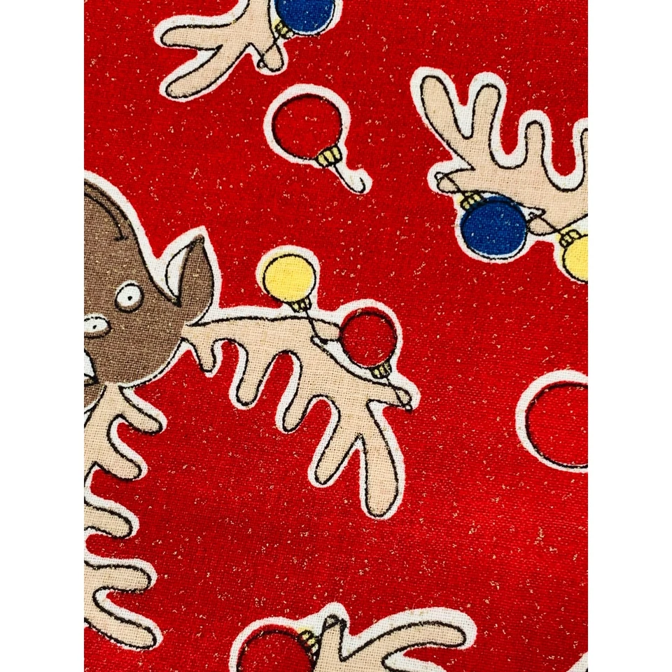Christmas Moose Fabric Sewing Quilting Sparkles Ornaments Red Rudolf Reindeer - Image 3 of 4