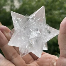 0.3LB 2.9" Natural Clear Quartz 12 Point Merkaba Crystal Reiki Healing Carved