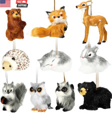 10 Pieces Plush Animal Christmas Ornament Woodland Furry Animal Ornaments Hangin