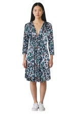 Three 3 Dots 3/4 Sleeve Gray Orange Cheetah Print Vneck Wrap Dress Size Medium