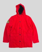Superdry Everast Red Padded Puffer Interior Parka Mens XL Embroidered Logo 
