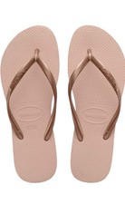 Havaianas Women's Slim Flip Flop Sandals - Black, US 6 Ballet Rose