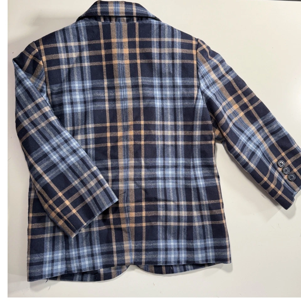 Chaqueta Blazer Janie and Jack a Cuadros Niños Pequeños 3 Lana Abrigo Deportivo Azul Tostado Foto 2 de 4