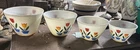 Vintage 1940s Set of 4 Fire King Ovenware Tulip Milk Glass Mixing Bowls