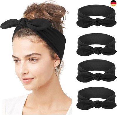 DRESHOW 4 Stück Damen Stirnband Kopfband Haarband Turban Elastische Stirnband 