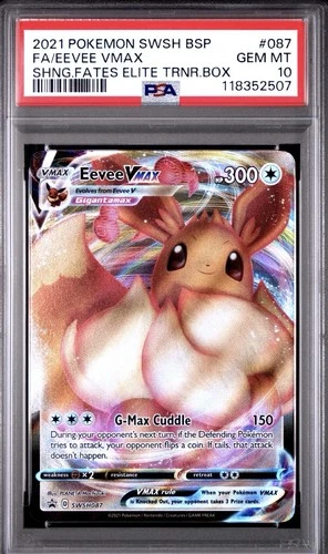 2021 POKEMON SWSH BLACK STAR PROMO #087 FA/EEVEE VMAX SHNG.FATES ETB - PSA 10