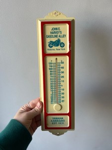 Vintage Motorcycle 80s Thermometer John E. Harvey's Gasoline Alley Working