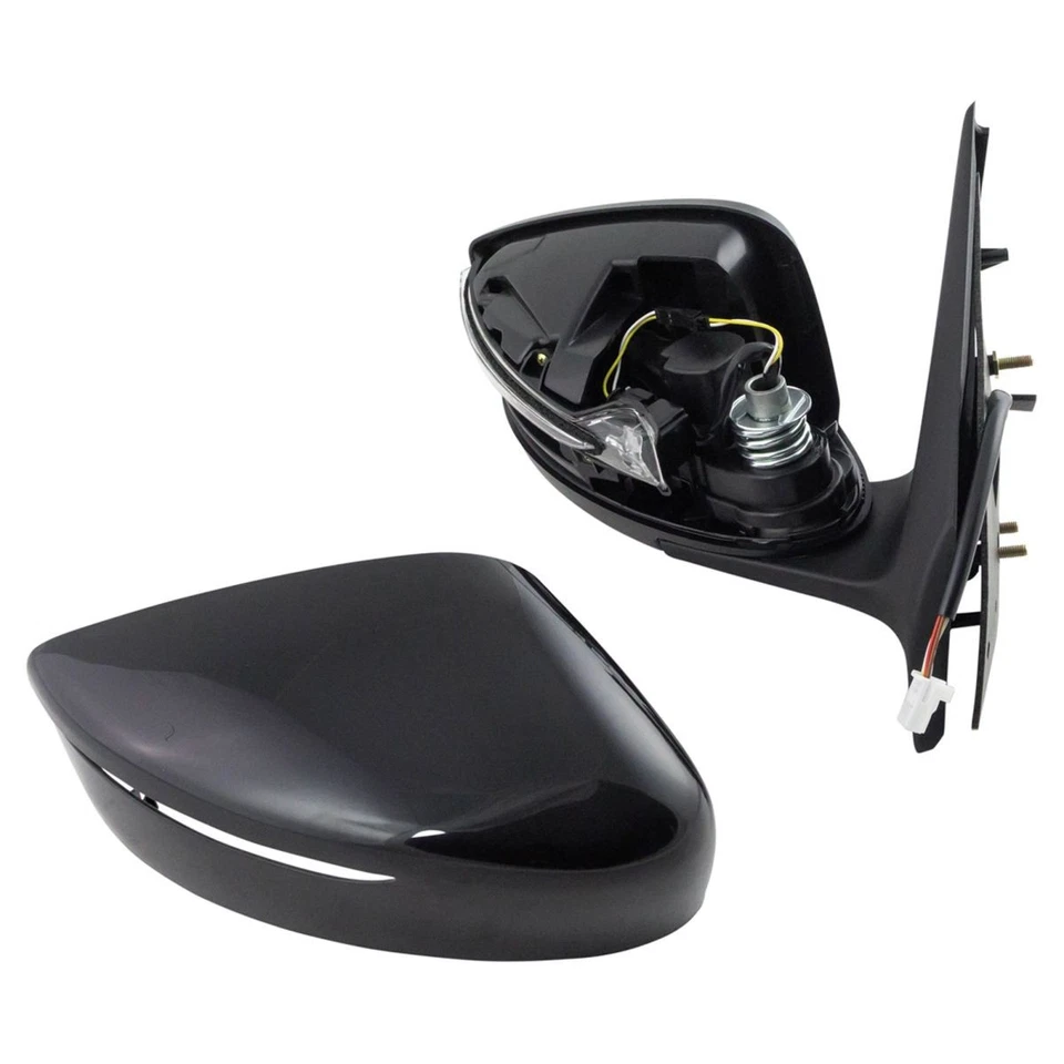 Mirror Power Turn Signal Smooth Black Pair Set of 2 for Nissan Versa New - Image 3 of 4