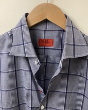 vguc ISAIA Dress Shirt Blue/White 42/16.5