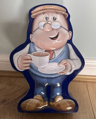 Tetley Tea Folk Gaffer Dose Metall Keksdose leer Werbung 