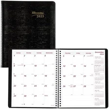 Brownline 2025 Essential Monthly Planner 14 Months Black Twin-Wire