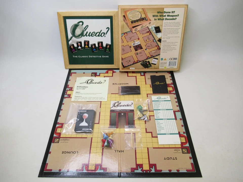 Cluedo Board Game Parker Brothers Wooden Box Version Complete Used DAMAGED BOX - Image 2 of 4