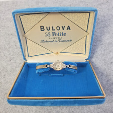 Vintage Ladies Bulova 23 jewel diamond accent Wrist Watch w/Box needs cleaning