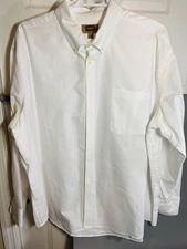 3XL The Foundry Men Button Down Shirt Long Sleeve Pocketed Easy Care Solid White