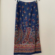 VTG Talbots Wrap Skirt Size 8 Cottagecore Paisley Floral Midi Career Preppy