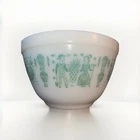 Vintage Pyrex Amish Butterprint Mixing Bowl #401 Turquoise & White 1.5 Pt. Glass