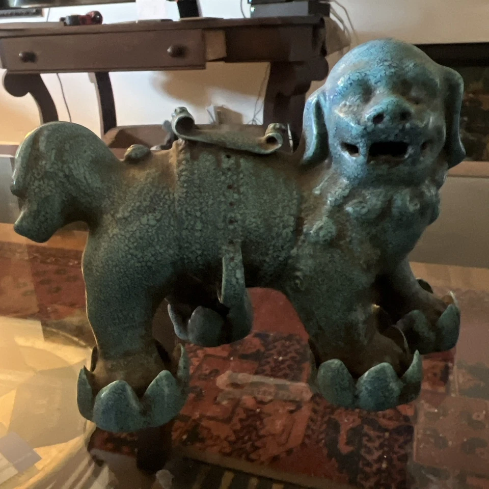 Antique, Chinese porcelain pair of Fu dogs/lions, 6 x 6 inches - Image 2 of 4