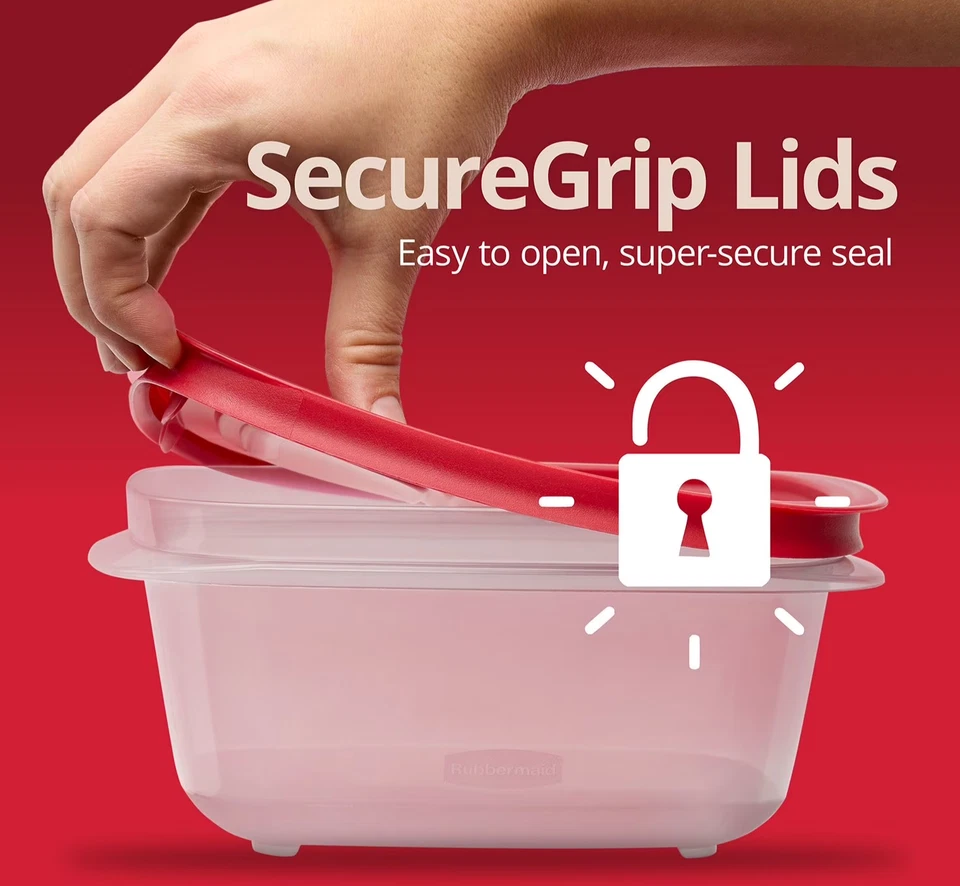 Rubbermaid EasyStore Contenedores de Almacenamiento de Alimentos con Tapas, Juego de 30 Piezas, Rojo - NUEVO Foto 4 de 4