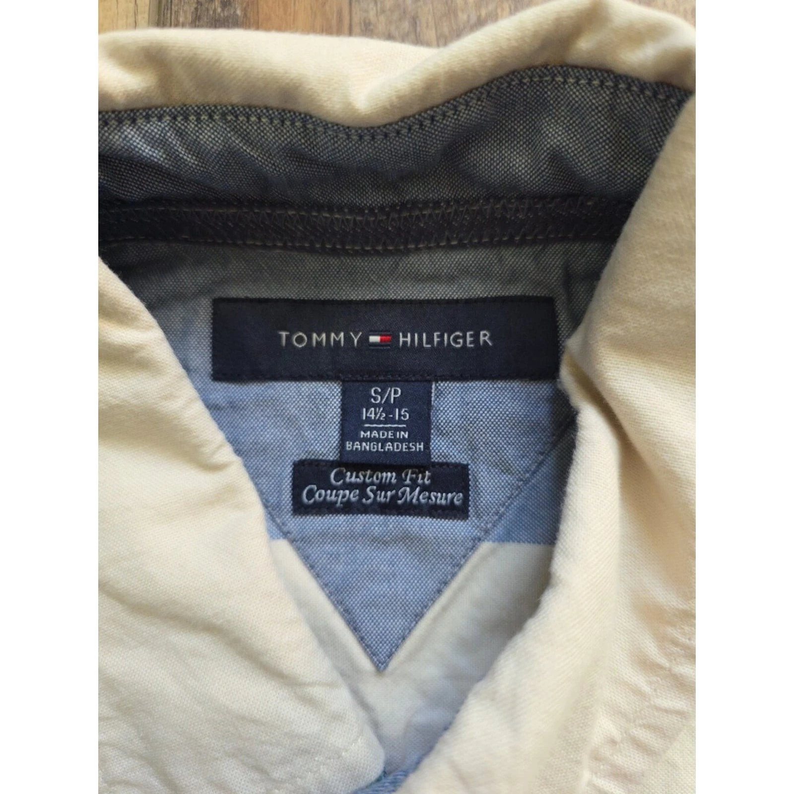 Tommy Hilfiger - Striped Colorblock Oxford Shirt - S - Cream Aqua Blue - product detail image 2