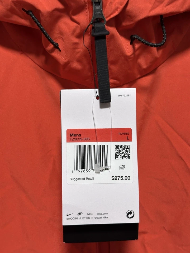 Nike Running Aerogami Rain Jacket - Men's Size Large FZ9039-696 Crimson Red - Image 3 of 4