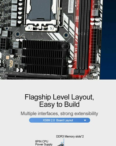 Jingsha X58M 2.0 Hauptplatine LGA 1366 Unterstützt AMD RX-Serie und REG ECC DDR3 - Bild 11 von 11