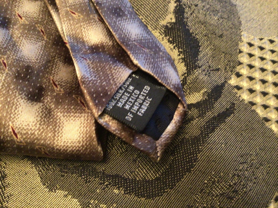 Corbata de cuello Croft and Barrow beige tostado negra a cuadros clásica ancha de seda para hombre Foto 2 de 4