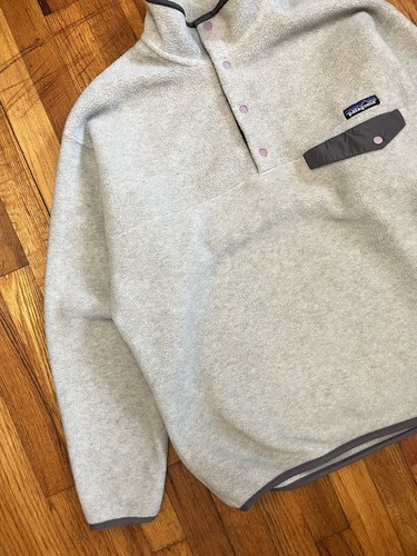 Patagonia Men's Lightweight Synchilla Snap-T Fleece Pullover Large Oatmeal Blue - Picture 2 of 16