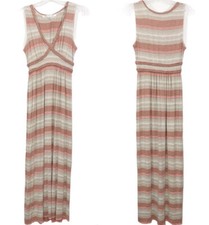Max Studio Braided Front Striped Soft Maxi Dress Women’s Sleeveless Size Small