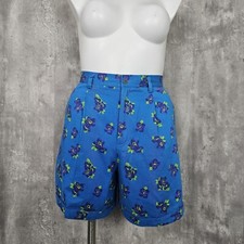 Vintage Lizsport Womens 14 Floral Pleated Hi Waisted Cuffed Mom Shorts