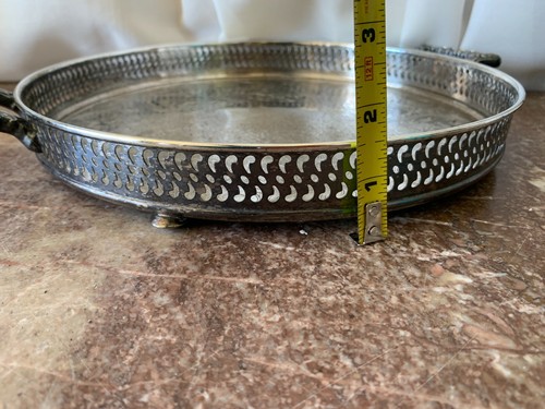 Antique Wm Rogers Sterling Silver plate tray 11" chased design ornate handles - Picture 10 of 10