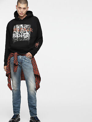 DIESEL Herren Denim Jeans BUSTER 084ZI REGULAR SLIM TAPERED Hellblau UVP 279£