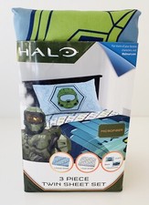 Halo Infinite Master Chief NEW Twin Sheet Set - Fitted  Flat Sheets  1 Pillow