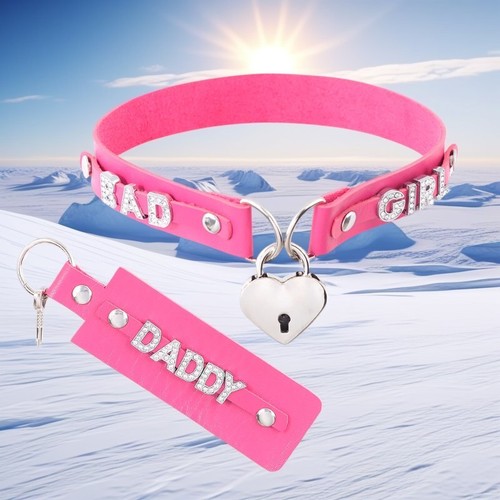 Choker DIY Necklace Heart LOCK Collar BDSM Gift LUST Pu Leather Custom SEX WIFE