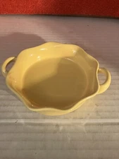 Vtg BIA Yellow 4.5" Individual Casserole Baking Dish Handled Ruffled DWK118