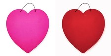 DECORATIVE HANGING HEART DIY CHALKBOARD CHOICE OF PINK or RED 10" w/ FREE ERASER
