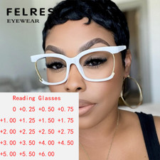 Square Anti Blue Light Reading Glasses For Women Clear Lens Full Frame Glasses