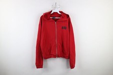 Vintage 90s Gap Womens Large Faded Spell Out Block Letter Full Zip Hoodie Red
