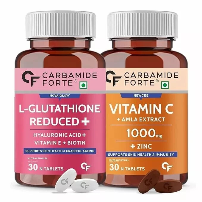 L Glutathione and Vitamin C from Amla Extract Combo Pack for Skin Health 30  Tabs