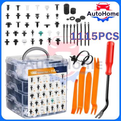 1115PCS Car Retainer Clips Auto Fasteners Push Trim Clips Pin Rivet Bumper Kit E