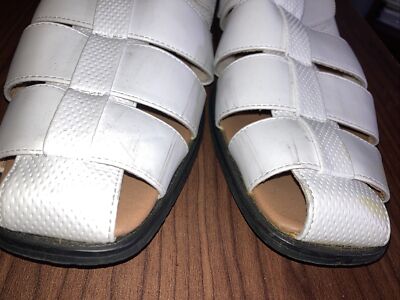 Majestic Collection Men\'s White Leather Sandals Majestic Collection Square Toe Slip On Leather Sandal Men main image 3