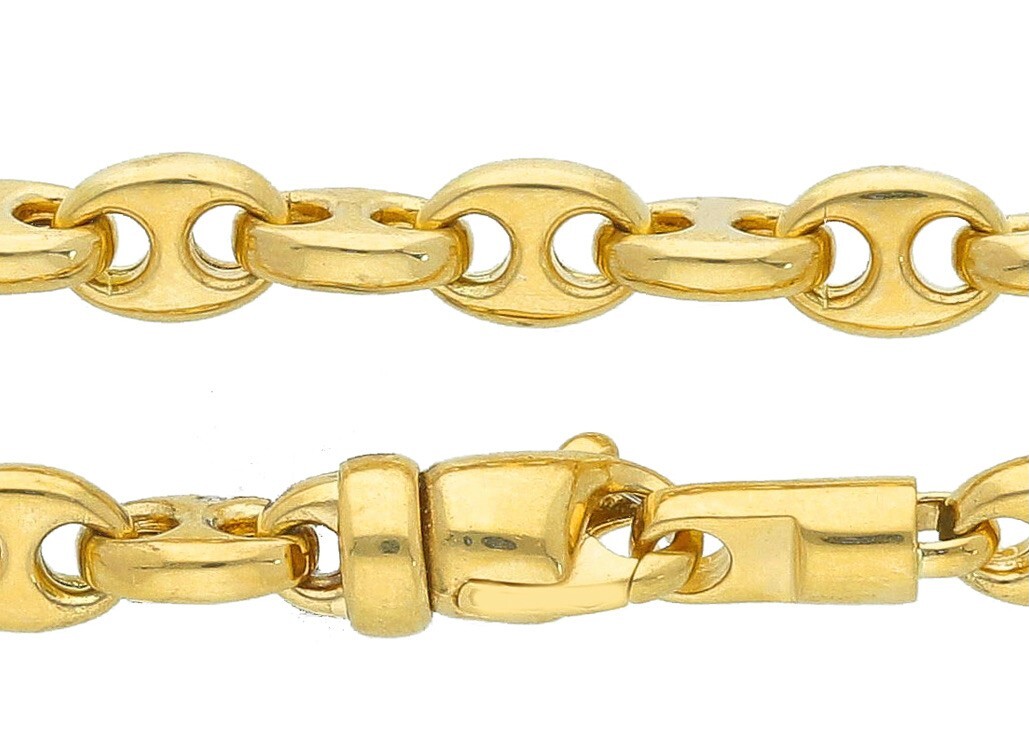 Anchor Chain Classic Double Ring 19号 18k yellow gold mariner anchor chain 5mm, 19.7