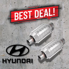 For All Hyundai Universal Fit 2 Catalytic Converters Set SILVER