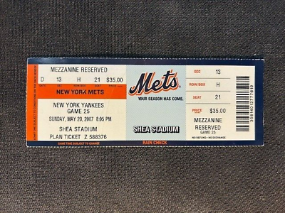 2007 NY Mets Ticket Stub v NY Yankees SHEA STADIUM 5/20/2007 2007 NY Mets Ticket Stub v NY Yankees SHEA STADIUM 5/20/2007