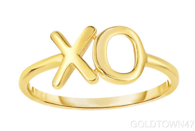 14kt Gelbgold glänzender Ring ''X'' & ''O'' Top ausgefallen 
