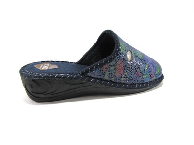 Ciabatte pantofole da donna invernali in tessuto con suola zeppa alta  chiuse blu | eBay