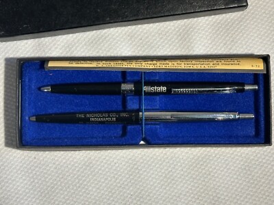 2 Sheaffer Click Ink Pens Allstate and The Nicholas Co. Branded