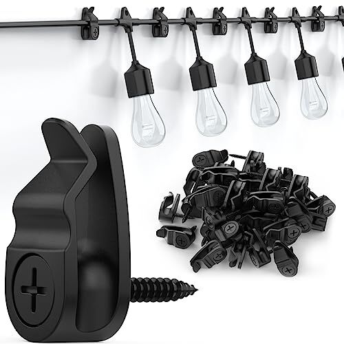 Outdoor String Lights Clips, Weatherproof Cable Hanger Hooks  Assorted Colors 